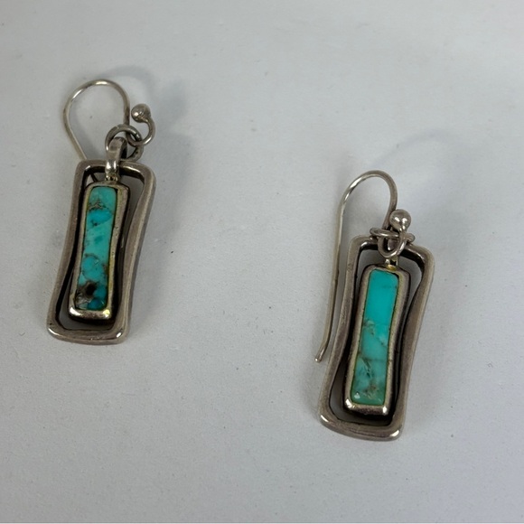Jewelry - Sterling Silver Turquoise Drop Earrings - Turquoise Color